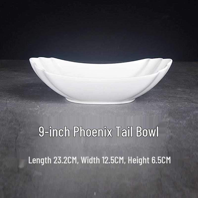 Irregular Shaped Ceramic Peacock Tail Bowl - Creative White Tableware for Salads and Dishes
