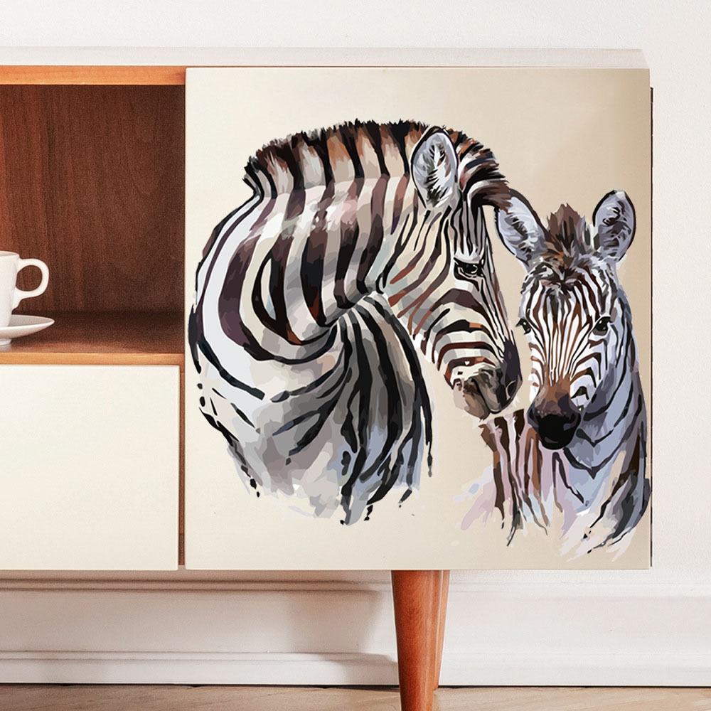 Creative Zebra Animal Wall Sticker for Bedroom Window Laundry Room Cabinet Makeover Self-Adhesive Removable Home Decor