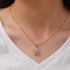 INS New Flower Necklace: 18K Gold-Plated Stainless Steel with 16mm White Zircon Five-Petal Flower Pendant for Women