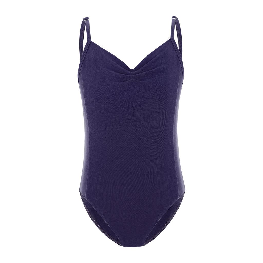 Girls Ballet Leotard Sleeveless Backless Adjustable Spaghetti Straps Ruched Bodysuit Gymnastics Wear