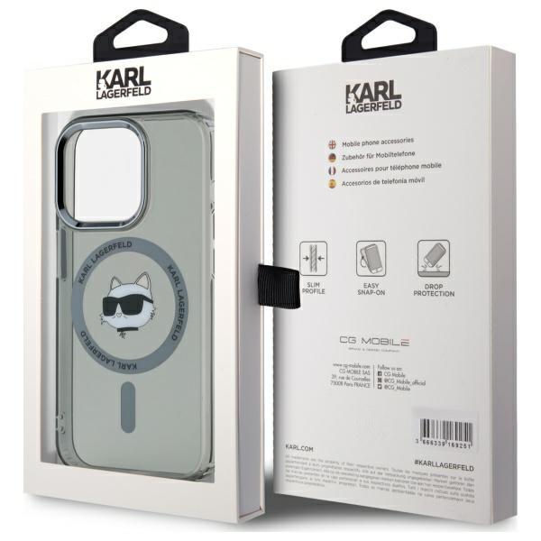 Karl Lagerfeld Klhmp15Xhlschk Iphone 15  Pro Max 6.7 Czarny/Black Hardcase Iml Metal Choupette Head Magsafe