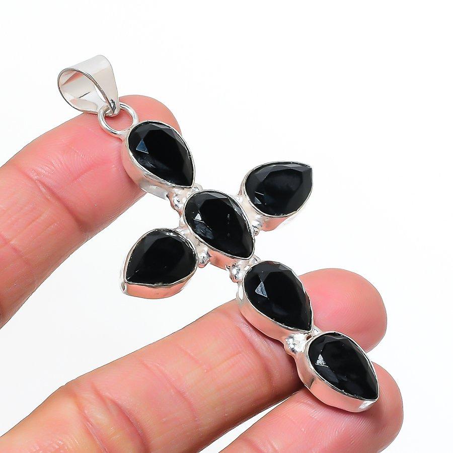 Natural Black Spinel Gemastone 925 Sterling Silver Jewelry Pendant 2.96 AP-14455