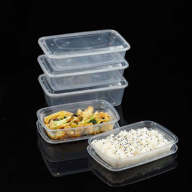 1000/1500ml Rectangular Disposable Food Container with Domed Lid - Thickened Transparent Takeout Box