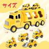 HIWO Car Toys for Boys Ages and 6 and Educational Toy Set of 5 Large and Small Vehicles Large Truck 4 Mini Construction Fire Indoor Mini Educational