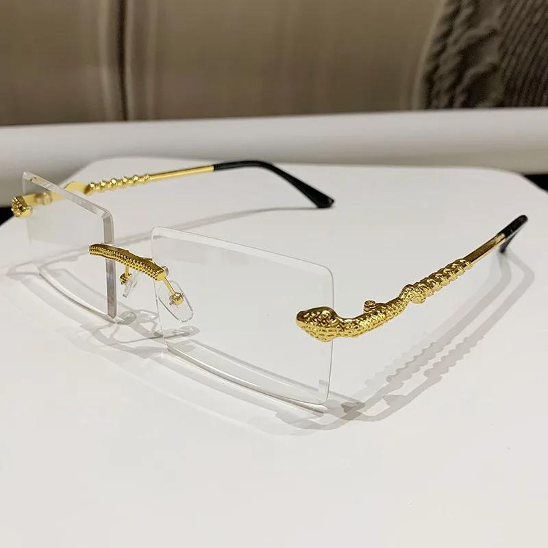 Trendy Rimless Sunglasses for Men Women Fashion Frameless Rectangle Sun Glasses Retro Shades Summer Traveling Eyewear UV400