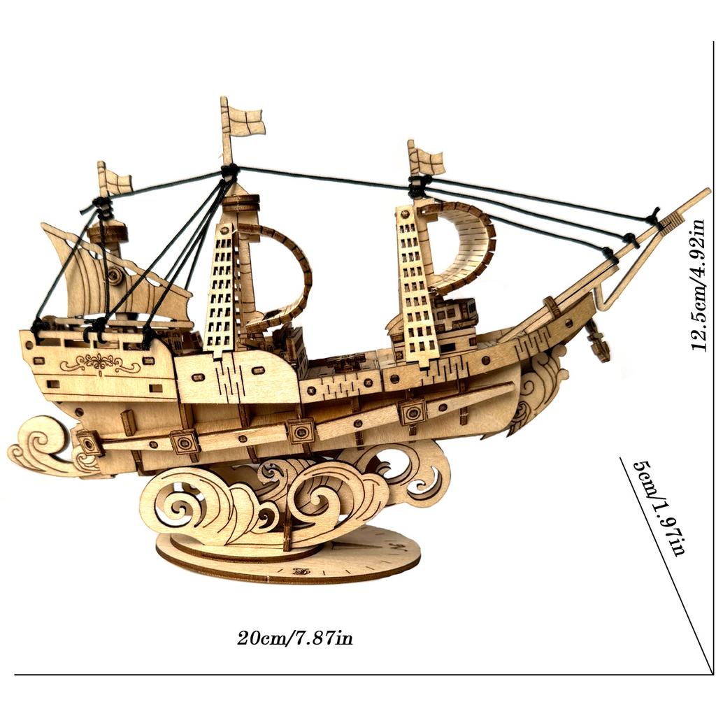 New 3D Wooden Airship Mechanical Model Kit - Adult Puzzle, Handmade Assembly, Christmas Halloween Gift, Home Decoration