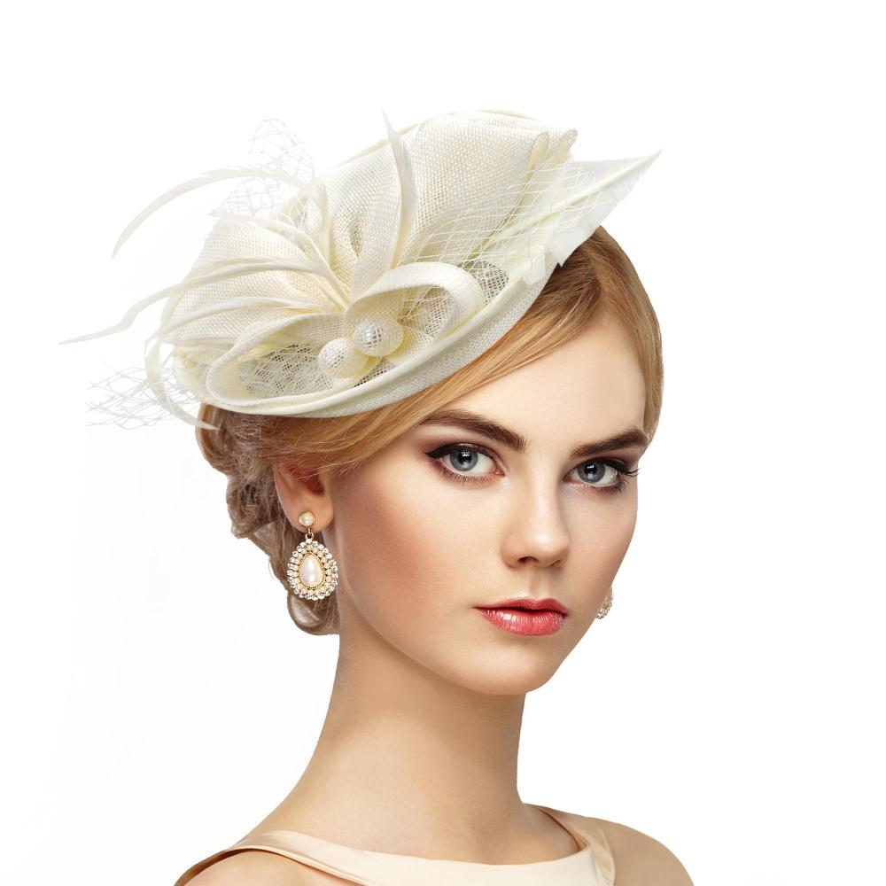 

Elegant 3D Flower Fascinators Hat Large Flower Formal Tea Party Hats Rose Fascinators Large Flower бежевый