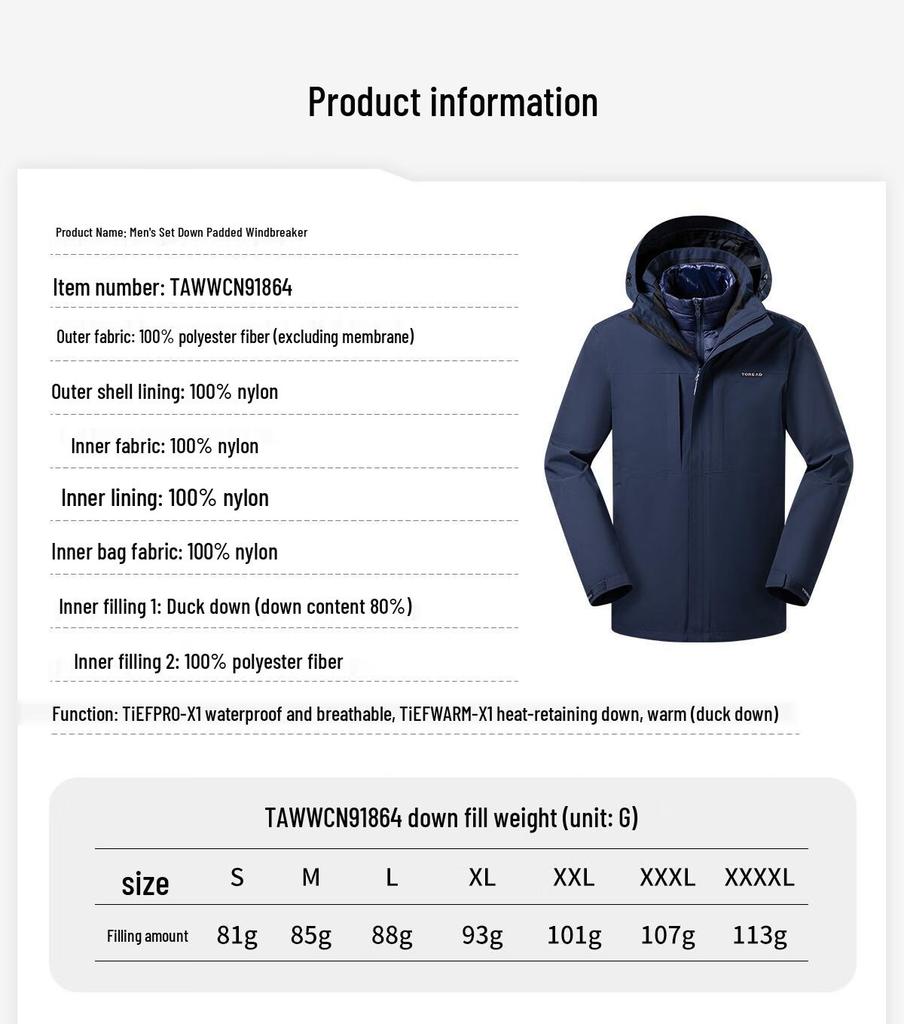 Toread Couple's 3-in-1 Down & Hardshell Jacket Set