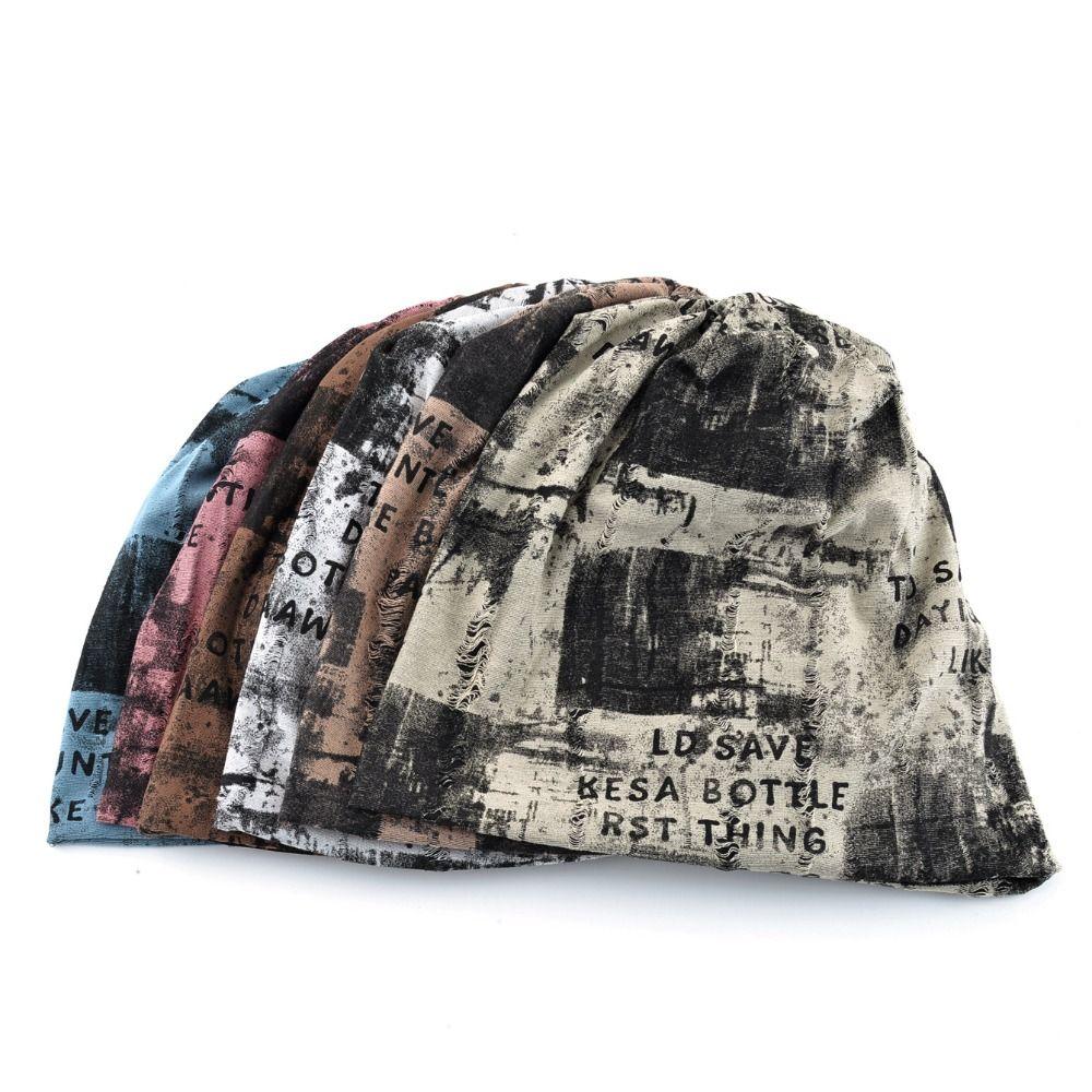 Tie-dye Slouchy Beanie Hat Stretchy Streetwear Beanie Retro Skull Cap Beanie  For Men Women
