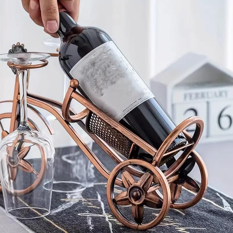 1 st bordsskiva vinställ, vinflaskhållare enkel flaska cykelformad, fristående bänkskiva vinställ och vinflaskförvaring