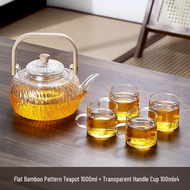 Green Apple Hammered Glass Tea Kettle Set