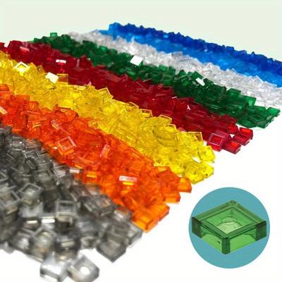 600 STK 1x1 Transparent Klar Steine Flache Fliesen Glatte Bausteine DIY Pädagogisch Kreative Teile Spielzeug für Kinder Kompatibel 3070