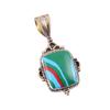 Natural Rainbow Calcica Gemstone 925 Solid Silver Two Tone Pendant 1.50" L8N60