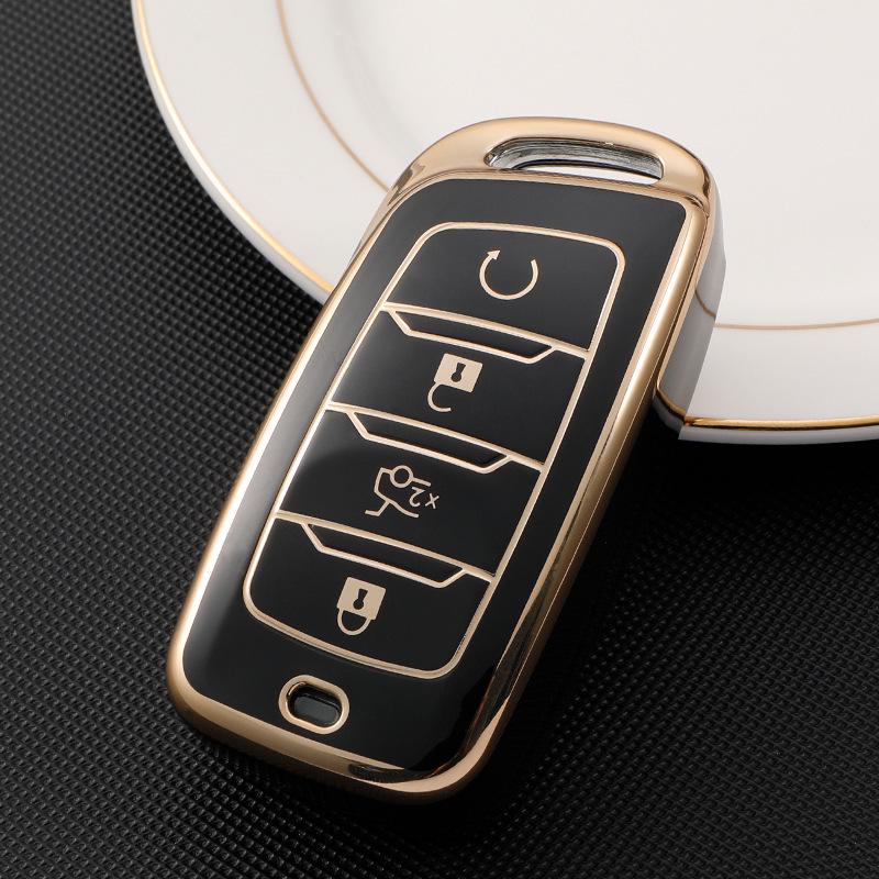 Changan Car Key Case for CS75: Gold-Edged Oshan TPU Key Cover