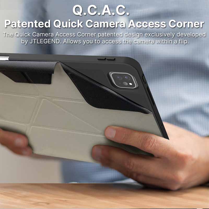 JTLEGEND For iPad Pro 13 (2024) Case Origami Stand PU Leather Smart Cover with Pencil Holder