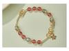 Qiaoen Women's Strawberry Crystal & Gray Moonstone Labradorite Beaded Bracelet