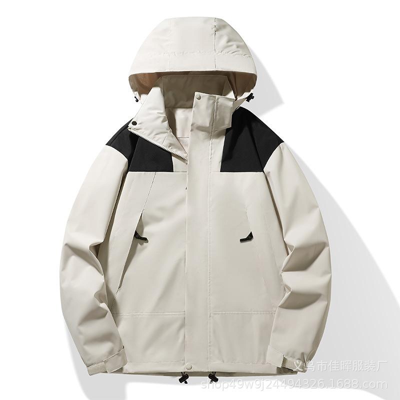 Outdoor Windbreaker Jacket for Men Women Couple Spring Autumn New Detachable Hood Waterproof