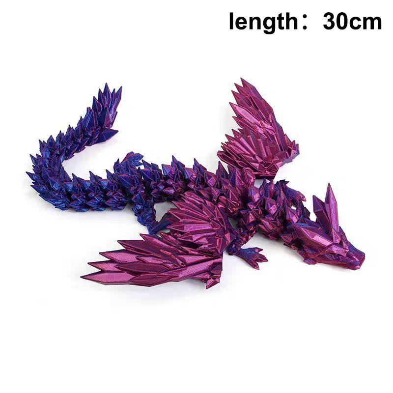 3D Printed Dragon Colorful Gem Dragon Figurines Movable Joint Rotatable Articulated Dragon Crafts Desktop Western Action Figure