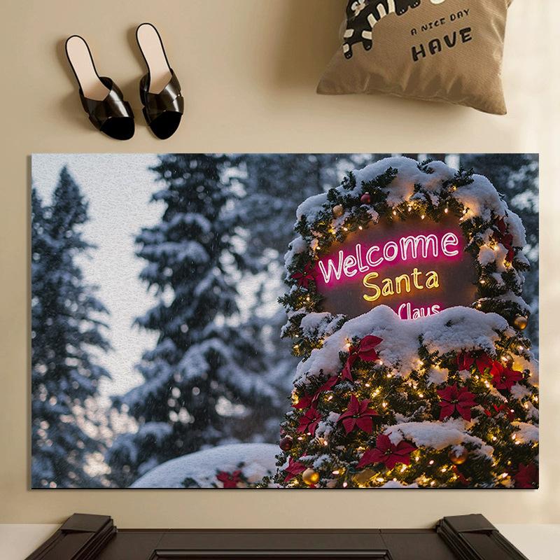 Entry Mat Entry Mat New Christmas Carpet Home Anti-slip and Dirt Can Be Cut Silk Ring Foot Mat