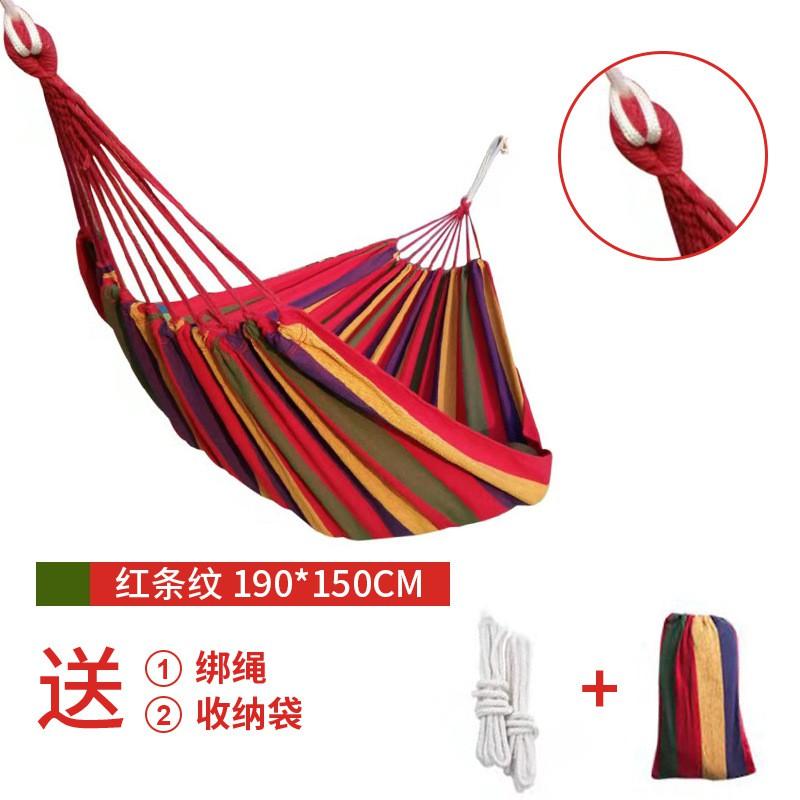 Heavy Duty Canvas Hammock With Curved Rod Outdoor Camping Swing Single Double Person Anti-Tip Design