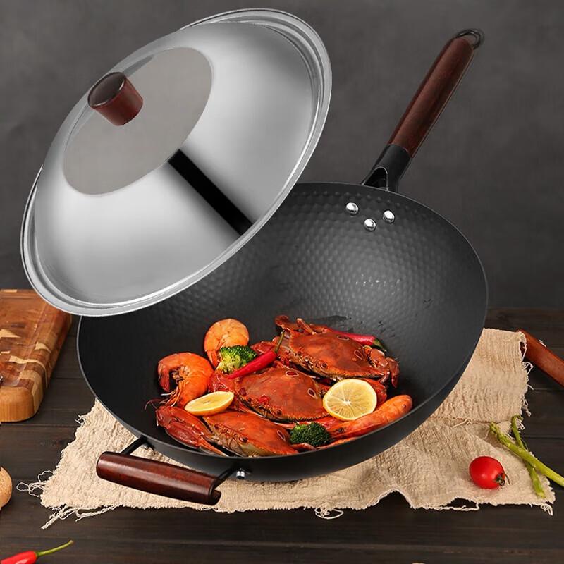 RSFH Non-Coating Iron Wok with Visual Lid