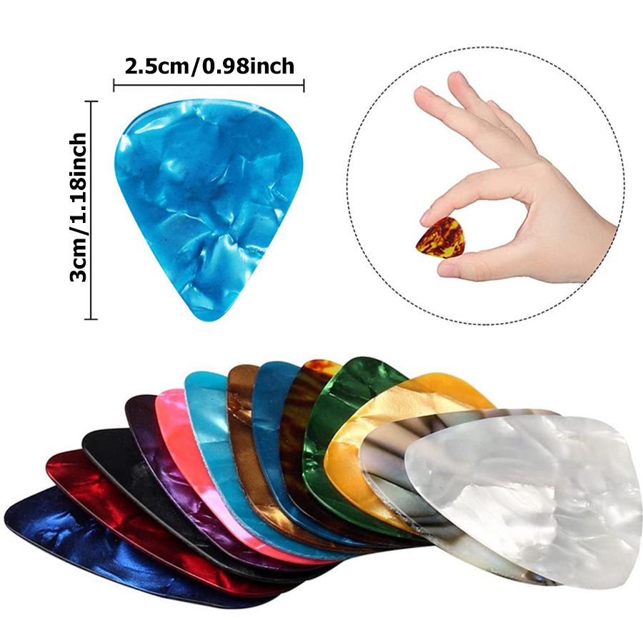 40pcs Colorful Celluloid Guitar with 1pc Storage Box Plectrums for Bass Guitars Variety Thickness Assorted Picks