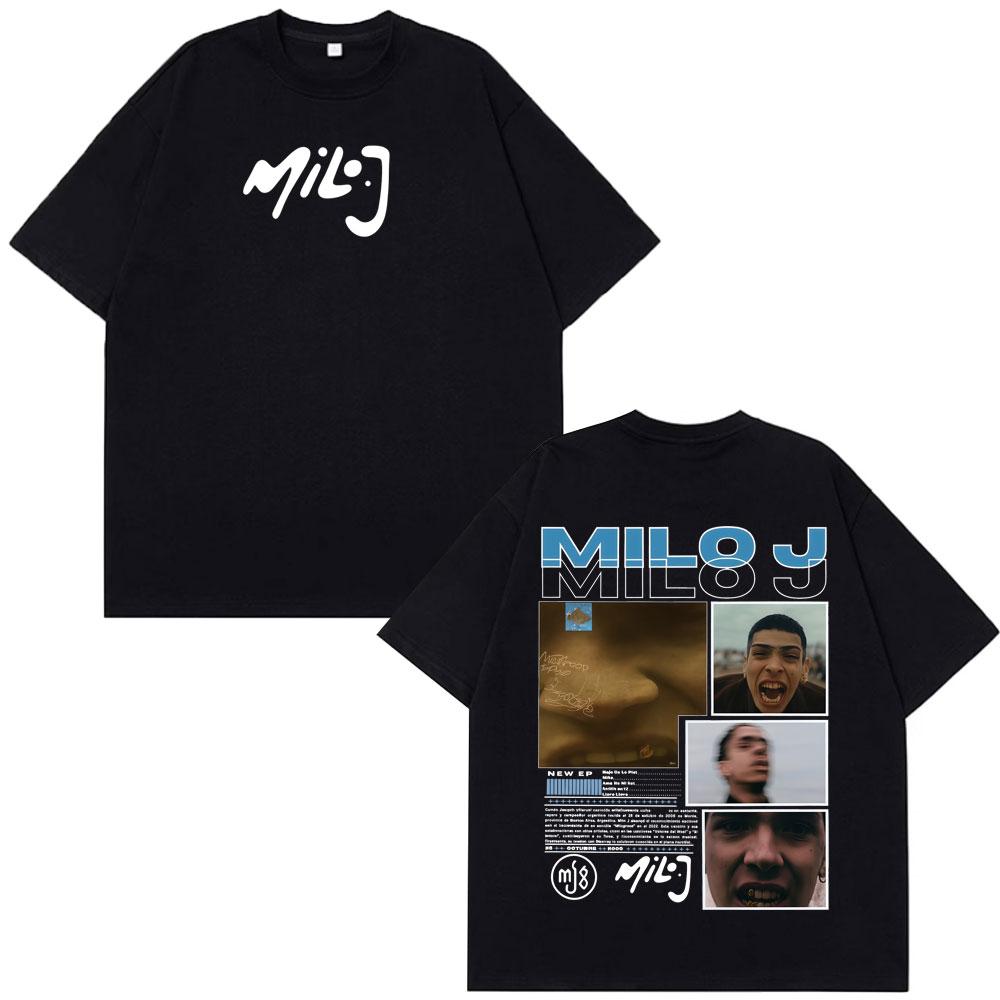 Rapper Milo J La Vida Era Mas Corta Album Graphic T Shirts Mens Women Hip Hop Tshirt Cotton Short Slevee Vintage Tshirts Tops