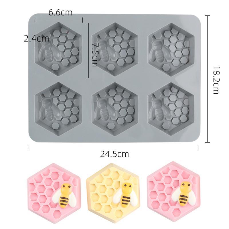 Silicone Hexagonal Bee Soap Mold,6-Cavity 3D Bee Honeycomb Mold,Easy Release Non-Stick Plaster Craft Candle Making Mould