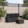 VidaXL Garden Lounge Set 4 Pcs with Cushions Black Braided Resin 3223990
