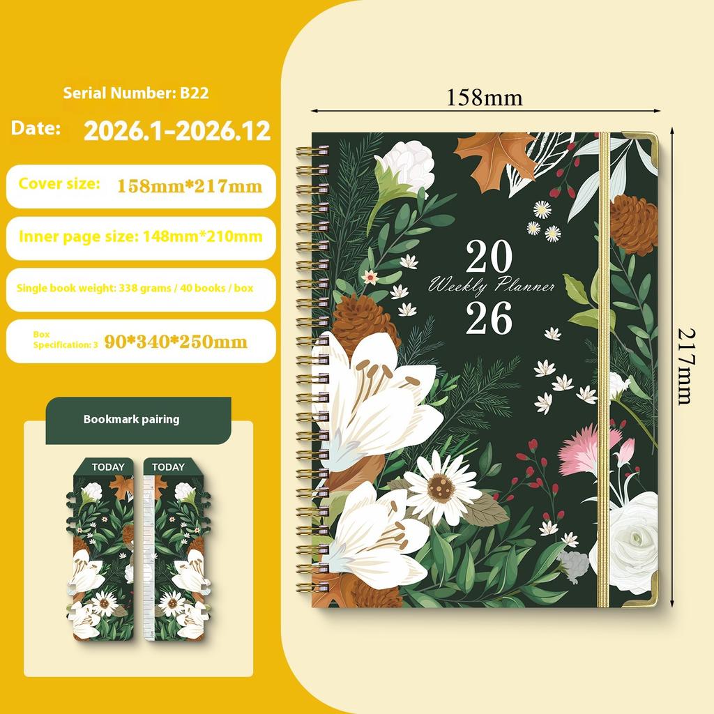 English Notepad A5 Coil English Notebook Diary Plan Book Work Exercise Schedule Book
