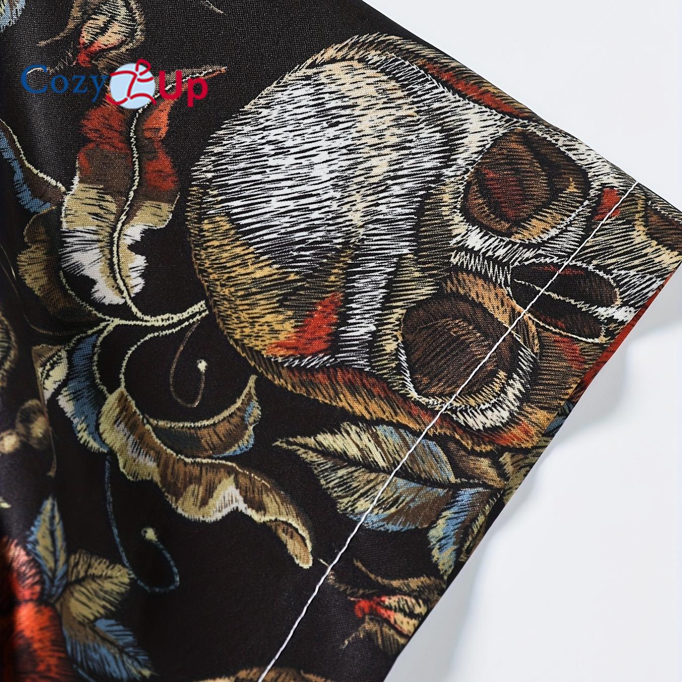 Мужская повседневная рубашка с коротким рукавом с принтом черепа и розы — фото 4