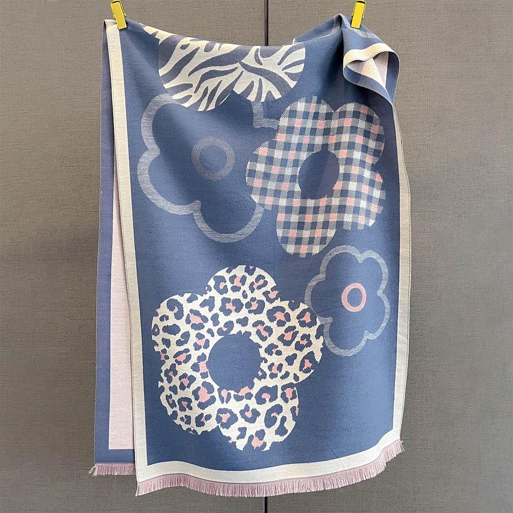 Women Autumn Winter Thick Warm Cashmere Scarves Korean Version Fashion Flower Scarf Female Blanket Bufanda Poncho Pashmina