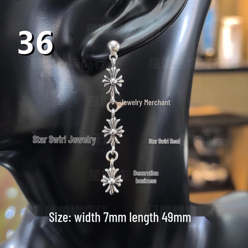 Cercei atârnători New Cross G-Dragon cu diamante colorate pentru bărbați și femei, Cupru alb, Argint thailandez, Ac din argint s925