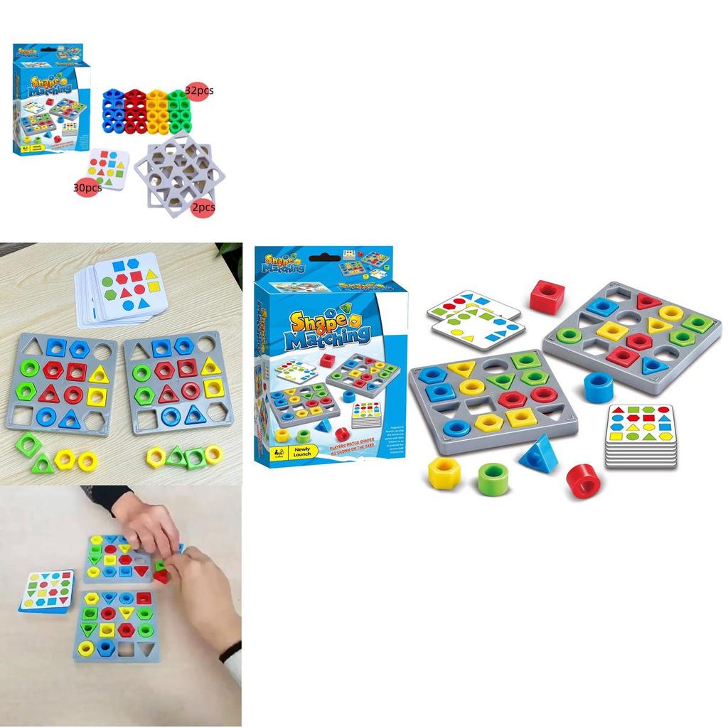 Double Geometric Color Matching Interactive Building Block Board Game For Kids