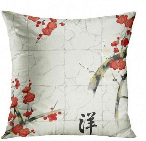 Cherry Blossom Pillowcase Printed Polyester Home Bedroom Bed Living Room Sofa Decorative Cushion Cover