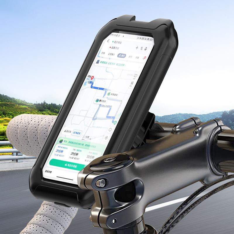 Bike Phone Mount Waterproof Motorcycle Phone Holder Handlebar Mount Touch-Screen 360° Rotation Bike Phone Holder