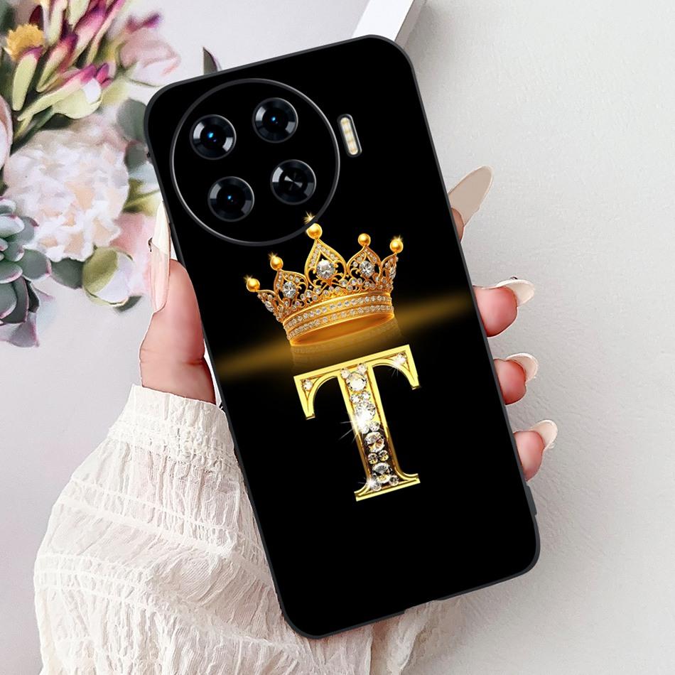 For Tecno Spark 20 Pro+ 20Pro 20 20C Fashion Crown Letter Phone Case For Spark20 20 Pro Plus Black Silicone Soft Cases Bumpers