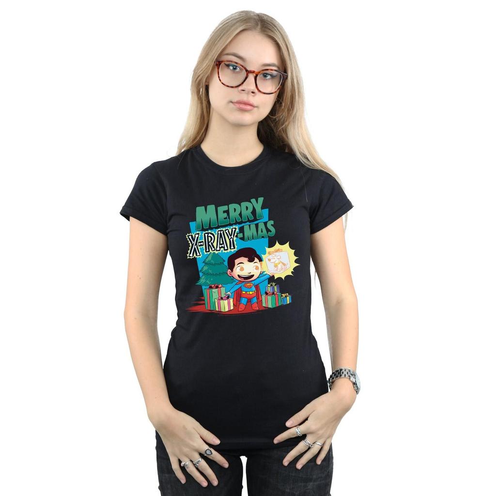 DC Comics Womens/Ladies Super Friends Merry X-RayMas Cotton T-Shirt