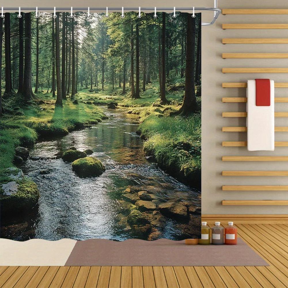 

Landscape Forest Shower Curtain - Multiple Styles Suitable For Nature Enthusiasts And Can Drive Good Mood W60H190(CM)-1 Pcs