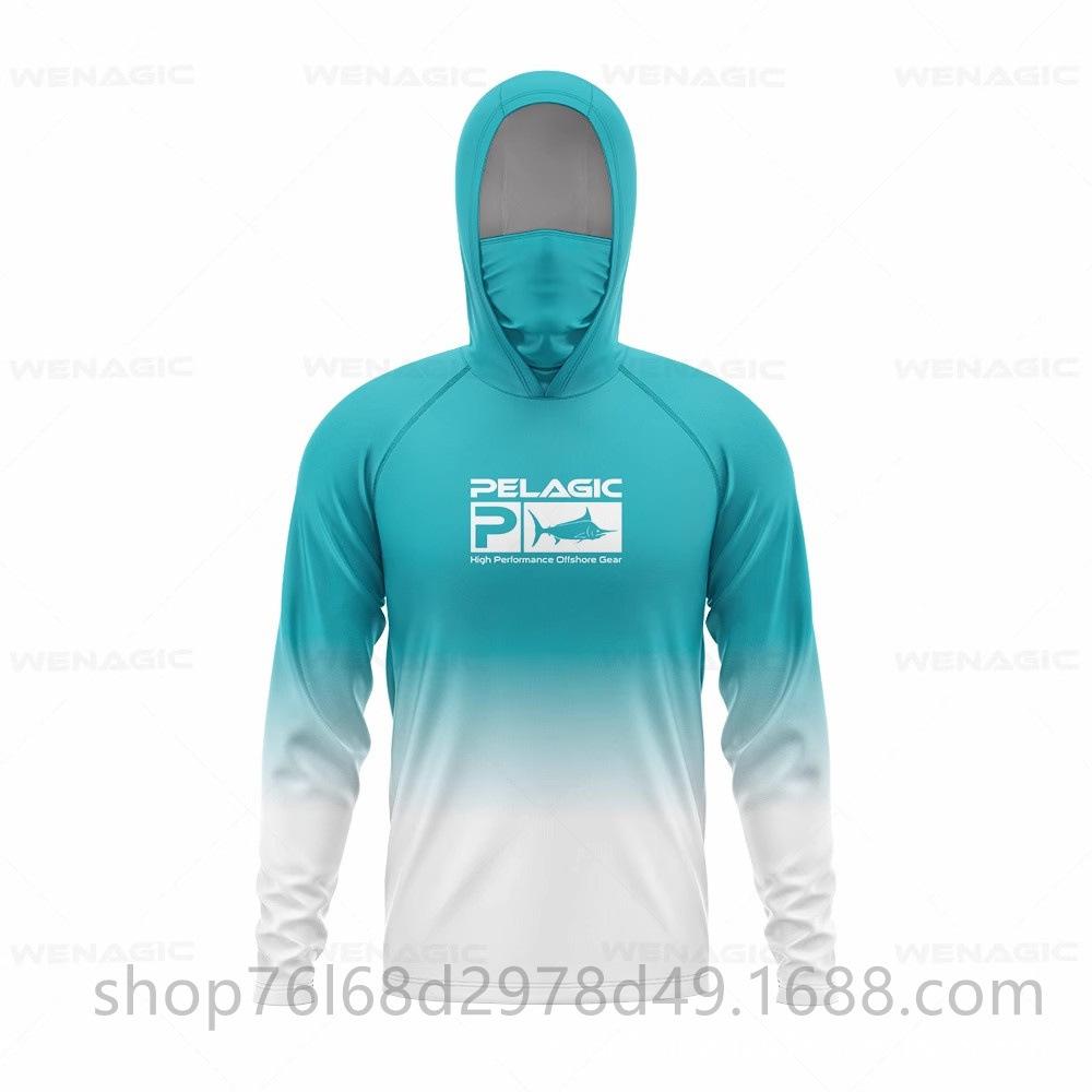 Ice silk fishing suit long-sleeved T-shirt hoodie quick-drying breathable sunscreen summer thin men