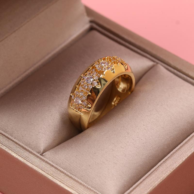 Luxury Gem Wedding Ring Końskie oko Okrągły cyrkon pozłacany żółtym złotem oddzielony pierścionek europejski i amerykański