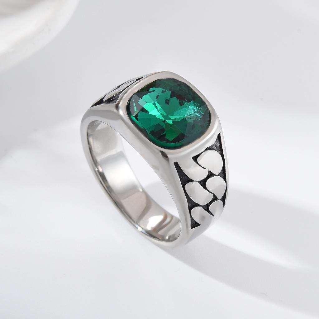 R3508 Men's High Quality 316LStainless Steel Multiple Zircon Styles Onyx Rings