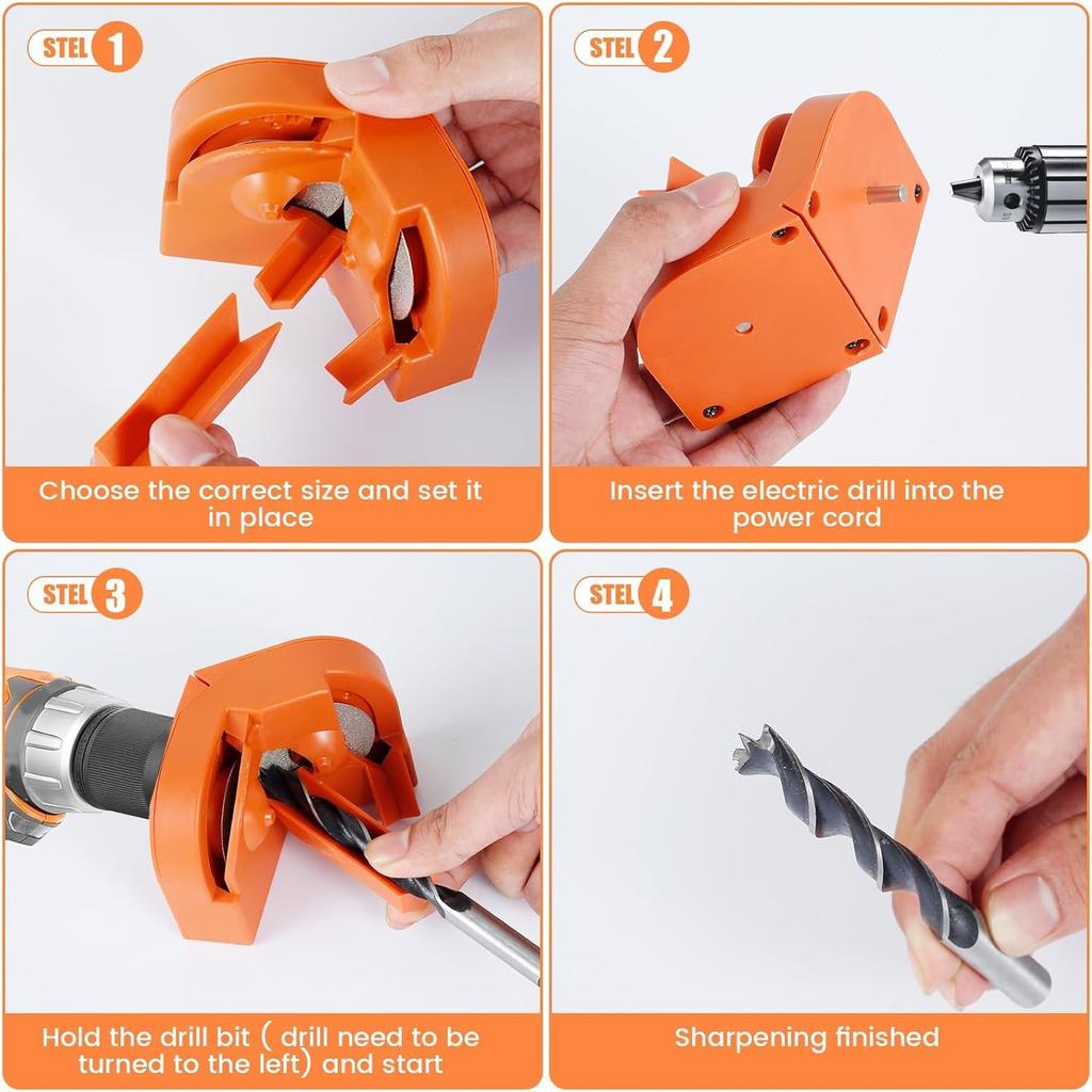 Drill Bit Sharpener,Drill Bit Sharpener for All Bits,Multipurpose Drill Bit Grinding Sharpener for High-Speed Steel, Masonry, Carbide, Cobalt &