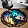 1 Stück Buntglas-Hirsch Büro Runder Teppich, Unter Bürostühlen Schlafzimmer Wohnzimmer Heimdekoration, Raum Deko