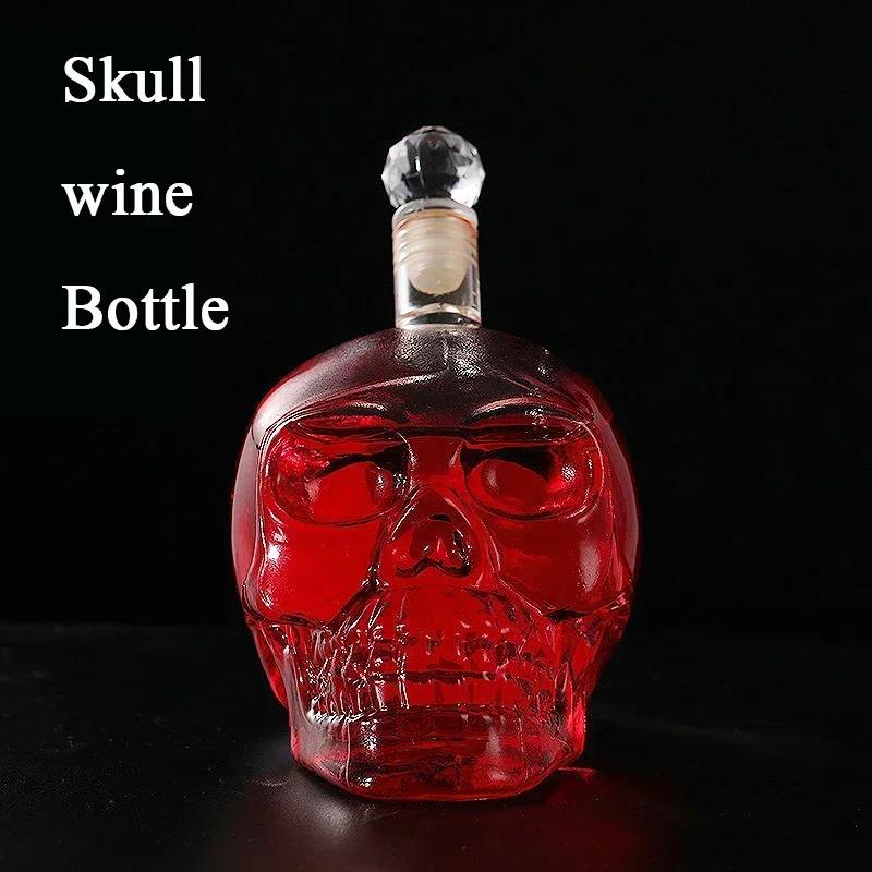 350-1000ml Creative Skull Glass Wine Bottle Whisky Wine Crystal Cup Transparent Drinking Drinkware Personality Bar Set Tool Gift