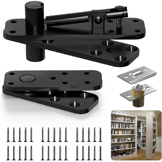 Pivot Hinge, Heavy Duty Hidden Door Hinge for Wood Secret Door, Pivot Door Hardware for Hidden Door Bookcase, 360 Degree Rotation Stainless Steel