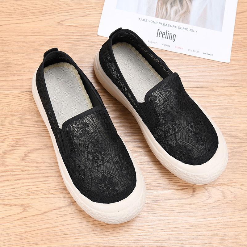 Women Shoes Summer Breathable Mesh Shoes Canvas Platform Shoe Shallow Mouth Single Shoes Slip on Loafers Women's Casual Footwear