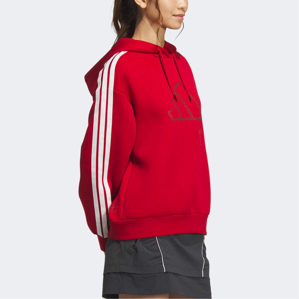 Adidas Casual Series Merkelogo Hettegenser Genser med striper Tykk genser Damegenser Energy-Red JZ1636