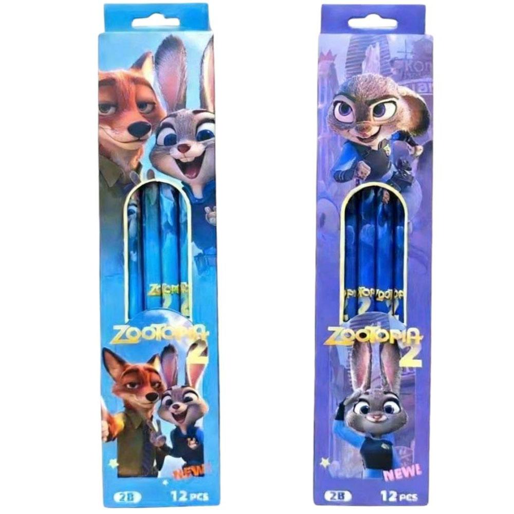 Zootopia 2 12-Pack 2B Pencils, Judy & Nick Cartoon Stationery, Back-To-School & Party Favor Gift