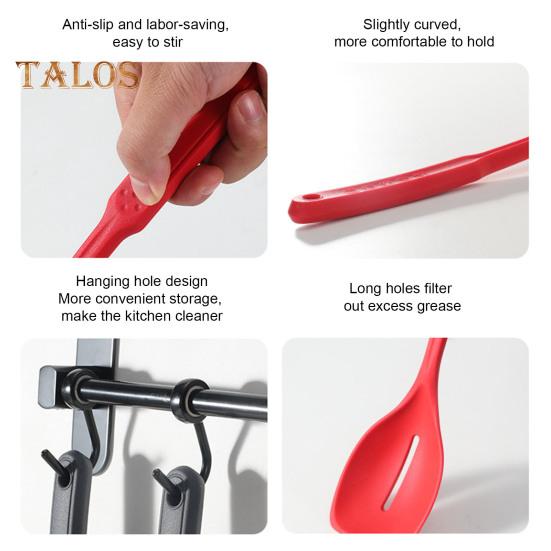 2Pcs/Set Large Silicone Cooking Spoon Spatula Kit Non Stick Slotted Solid Spoon Set Hanging Hole Design Heat Resistant Spoon Kitchen Utensils